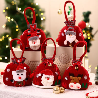 Borsa per bambole da uomo delle nevi in 3D con maniglia di Babbo Natale OEM/ODM Acceptabile Borsa per caramelle natalizie