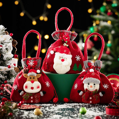 Borsa per bambole da uomo delle nevi in 3D con maniglia di Babbo Natale OEM/ODM Acceptabile Borsa per caramelle natalizie
