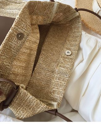 Tote casual personalizzato femminile con due maniglie / cinghie Summer Sea Beach Trim Raffia Bag