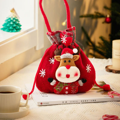 Borsa per bambole da uomo delle nevi in 3D con maniglia di Babbo Natale OEM/ODM Acceptabile Borsa per caramelle natalizie