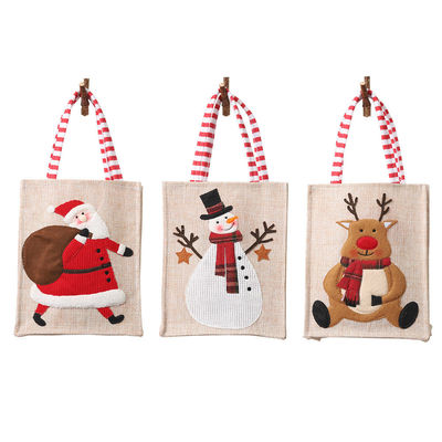 Babbo Natale Uomo di Neve Alce Regalo di Natale Lenzuola a righe Leg Tote appesa con logo personalizzato