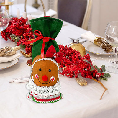 Copertina di bottiglia di vino di Natale Borsa uomo di neve Babbo Natale Copertina di bottiglia di champagne Manica Buon Anno di Natale Decorazioni da tavolo