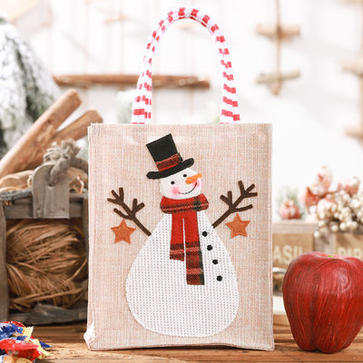 Babbo Natale Uomo di Neve Alce Regalo di Natale Lenzuola a righe Leg Tote appesa con logo personalizzato