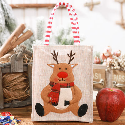 Babbo Natale Uomo di Neve Alce Regalo di Natale Lenzuola a righe Leg Tote appesa con logo personalizzato
