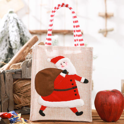 Babbo Natale Uomo di Neve Alce Regalo di Natale Lenzuola a righe Leg Tote appesa con logo personalizzato