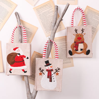 Babbo Natale Uomo di Neve Alce Regalo di Natale Lenzuola a righe Leg Tote appesa con logo personalizzato