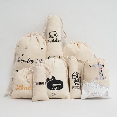 cotone biologico muslino doppio acquisto tela stringhe sacchetto di polvere sacchetto per scarpe per borse di mano Logo personalizzato