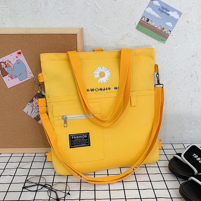 Canvas Sturro Modello Indossabile Spalla Giallo Customized Logo Stampato Borsa Tote