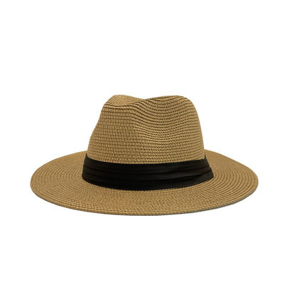 Cappello da spiaggia di protezione solare Panama Materiale di paglia Dimensioni per adulti 56-58cm Ideale per uomini e donne