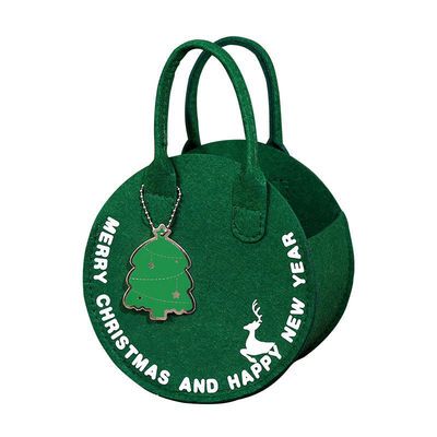 Borsa di Natale in feltro di moda Borsa da shopping di Babbo Natale rosso con design di borsa regalo rotonda