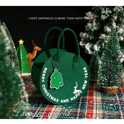 Borsa di Natale in feltro di moda Borsa da shopping di Babbo Natale rosso con design di borsa regalo rotonda
