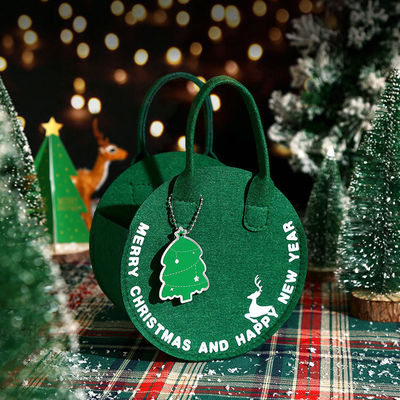 Borsa di Natale in feltro di moda Borsa da shopping di Babbo Natale rosso con design di borsa regalo rotonda