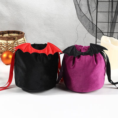 OEM/ODM Acceptabile sacchetto per pipistrelli di Halloween con decorazione di sacchetto con stringhe e regalo di caramelle arancioni