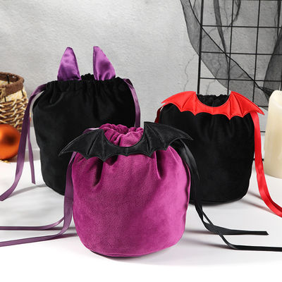 OEM/ODM Acceptabile sacchetto per pipistrelli di Halloween con decorazione di sacchetto con stringhe e regalo di caramelle arancioni