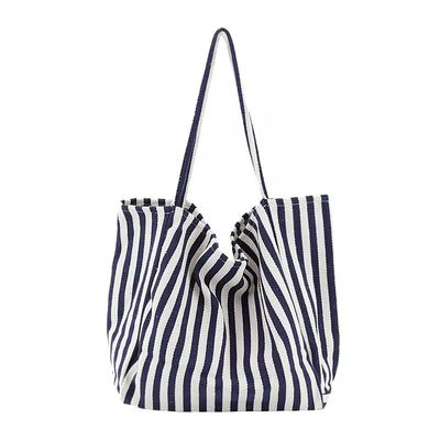 Borsa di tela di cotone a colori personalizzati per lo shopping OEM/ODM Acceptabile Borsa Tote a righe