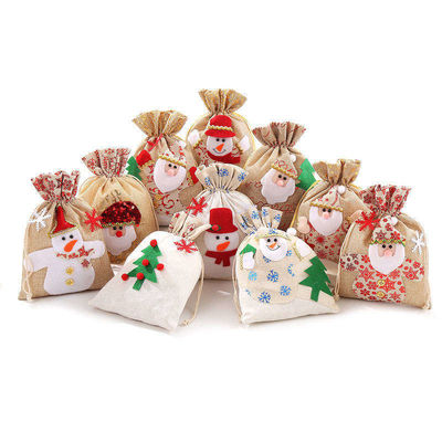 OEM/ODM Accepted Canvas Santa Cookie Bag for Christmas Ship Borsa regalo a maglia