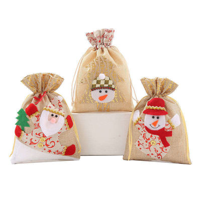 OEM/ODM Accepted Canvas Santa Cookie Bag for Christmas Ship Borsa regalo a maglia