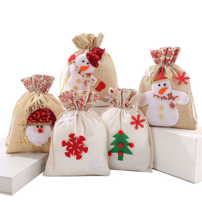 OEM/ODM Accepted Canvas Santa Cookie Bag for Christmas Ship Borsa regalo a maglia