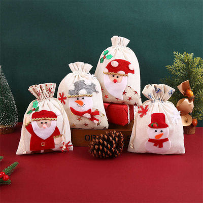 OEM/ODM Accepted Canvas Santa Cookie Bag for Christmas Ship Borsa regalo a maglia