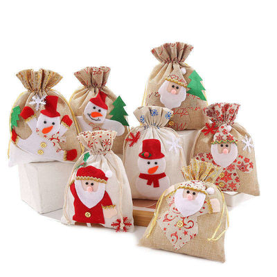 OEM/ODM Accepted Canvas Santa Cookie Bag for Christmas Ship Borsa regalo a maglia