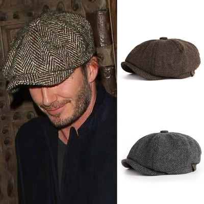Cappello da uomo di primavera e autunno berretto di lana colorato con disegno ottagonale retrò inglese