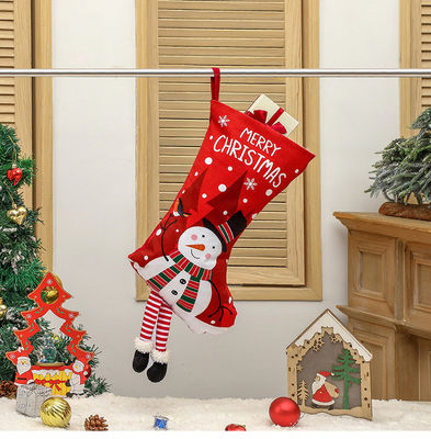 Tipo di chiusura aperta Decorazione calze di Natale Borsa regalo uomo di neve per appendente camino
