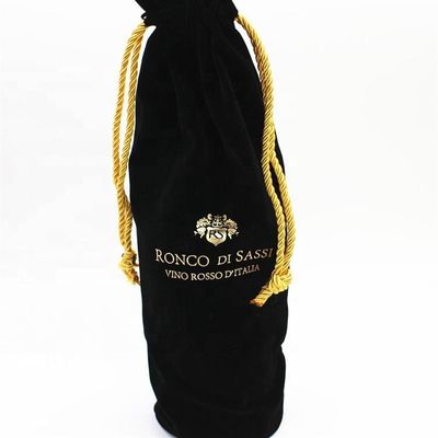 Copertina di bottiglia di vino di velluto per tutte le stagioni con corda di tiro e confezione del vino con logo