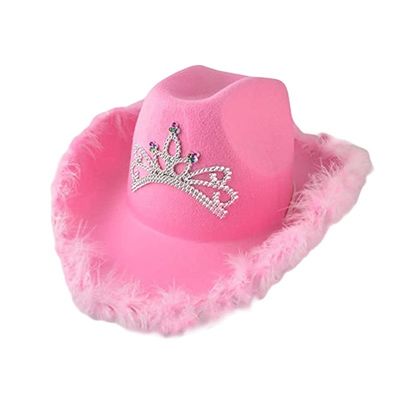 Cappello da cowboy occidentale rosa con corona rosa chiaro e logo personalizzabile