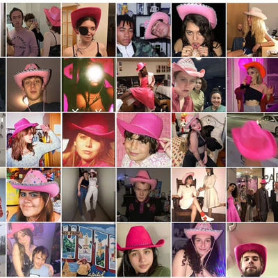 Cappello da cowboy occidentale rosa con corona rosa chiaro e logo personalizzabile