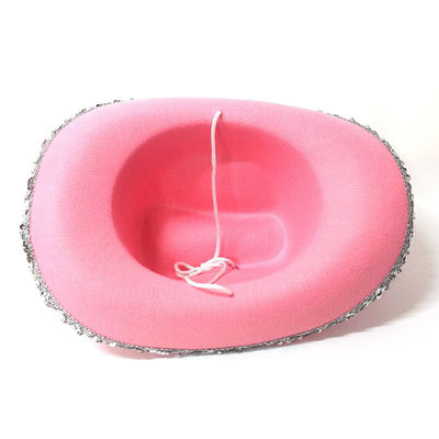 Cappello da cowboy occidentale rosa con corona rosa chiaro e logo personalizzabile