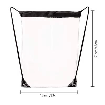 Commercializzazione Sacchetto a spalla trasparente in PVC impermeabile con sacchetto a corda con disegno stampato su misura