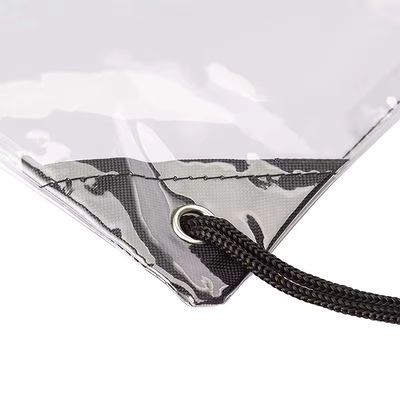 Commercializzazione Sacchetto a spalla trasparente in PVC impermeabile con sacchetto a corda con disegno stampato su misura