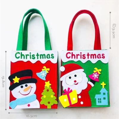 Borsa di Natale a colori personalizzati con Feltro artigianale Babbo Natale Uomo di neve Reni Design