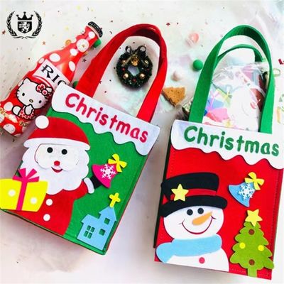 Borsa di Natale a colori personalizzati con Feltro artigianale Babbo Natale Uomo di neve Reni Design