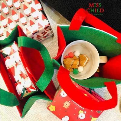 Borsa di Natale a colori personalizzati con Feltro artigianale Babbo Natale Uomo di neve Reni Design