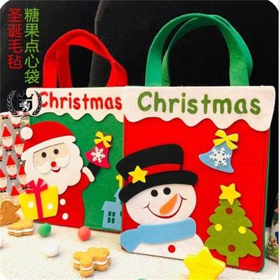 Borsa di Natale a colori personalizzati con Feltro artigianale Babbo Natale Uomo di neve Reni Design