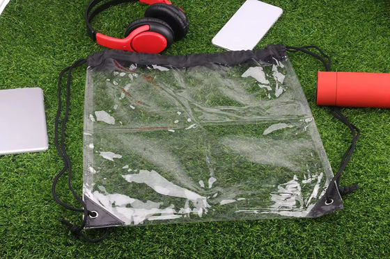 Commercializzazione Sacchetto a spalla trasparente in PVC impermeabile con sacchetto a corda con disegno stampato su misura