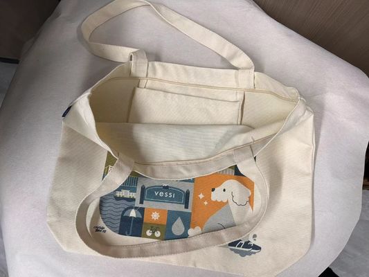 Nuovo stile di moda Custom stampato logo design borsa di cotone con cerniera e tela