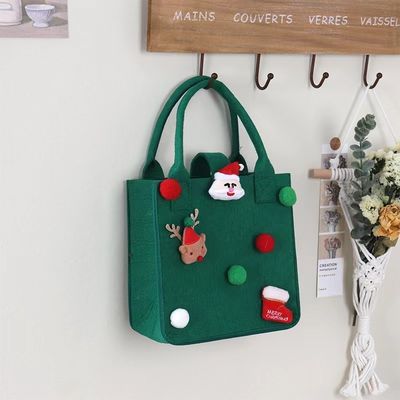 Borsa di feltro colorata di colore rosso Logo personalizzato Borsa regalo di Natale accettata per lo stile Ins