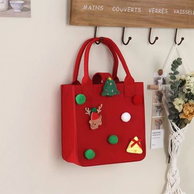 Borsa di feltro colorata di colore rosso Logo personalizzato Borsa regalo di Natale accettata per lo stile Ins