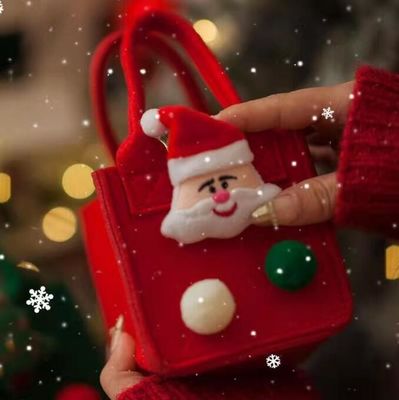 Borsa di feltro colorata di colore rosso Logo personalizzato Borsa regalo di Natale accettata per lo stile Ins