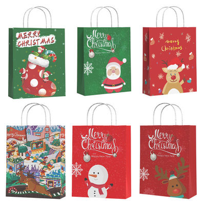 Logo personalizzato accettato FSC Certificato sacchetto di carta Kraft per lo shopping di Natale sostenibile