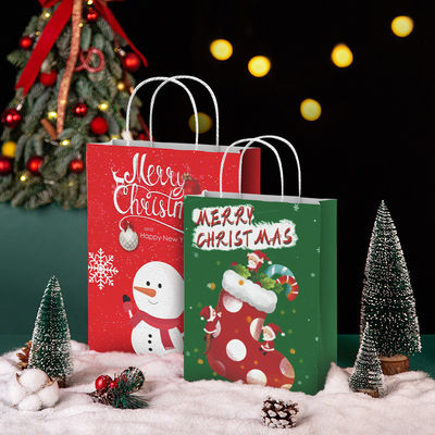 Logo personalizzato accettato FSC Certificato sacchetto di carta Kraft per lo shopping di Natale sostenibile