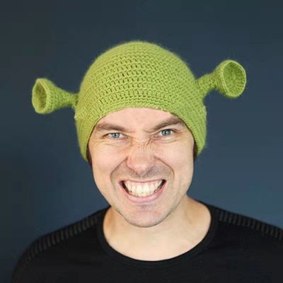 Cappello unisex per adulti festa Balaclava mostro Shrek lana invernale a maglia verde divertente cappello Skullies cappello per artigianale