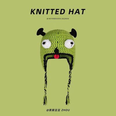 Cappello unisex per adulti festa Balaclava mostro Shrek lana invernale a maglia verde divertente cappello Skullies cappello per artigianale