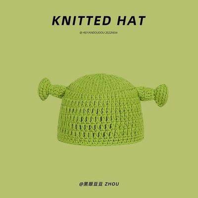 Cappello unisex per adulti festa Balaclava mostro Shrek lana invernale a maglia verde divertente cappello Skullies cappello per artigianale