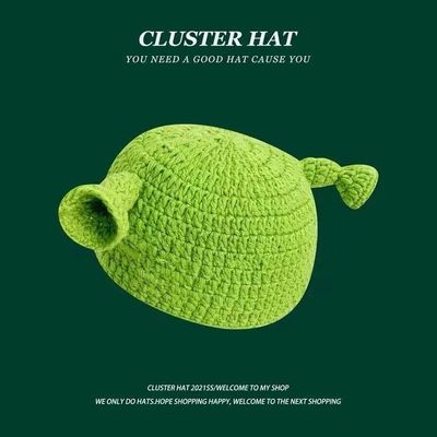 Cappello unisex per adulti festa Balaclava mostro Shrek lana invernale a maglia verde divertente cappello Skullies cappello per artigianale