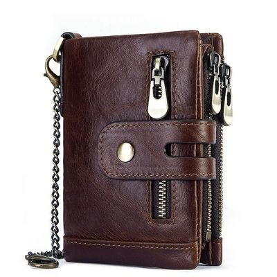 Portafogli in pelle di mucca mini in pelle vera con blocco RFID e personalizzazione per uomini di lusso