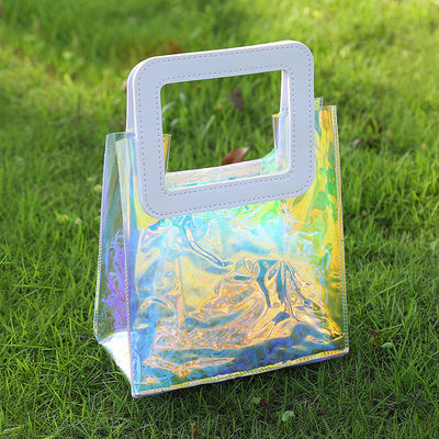 Borsa da spiaggia trasparente in PVC con maniglia in pelle