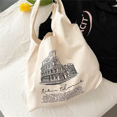 Stile maneggevole Custom Logo stampato completo Big Canvas Tote Bag per lo shopping e la spiaggia